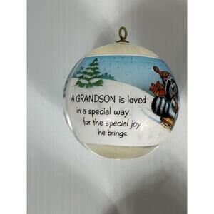 Vintage Lot‎ 6 Satin Ball Christmas Ornaments Santa Raccoon Sledding Kids Birds